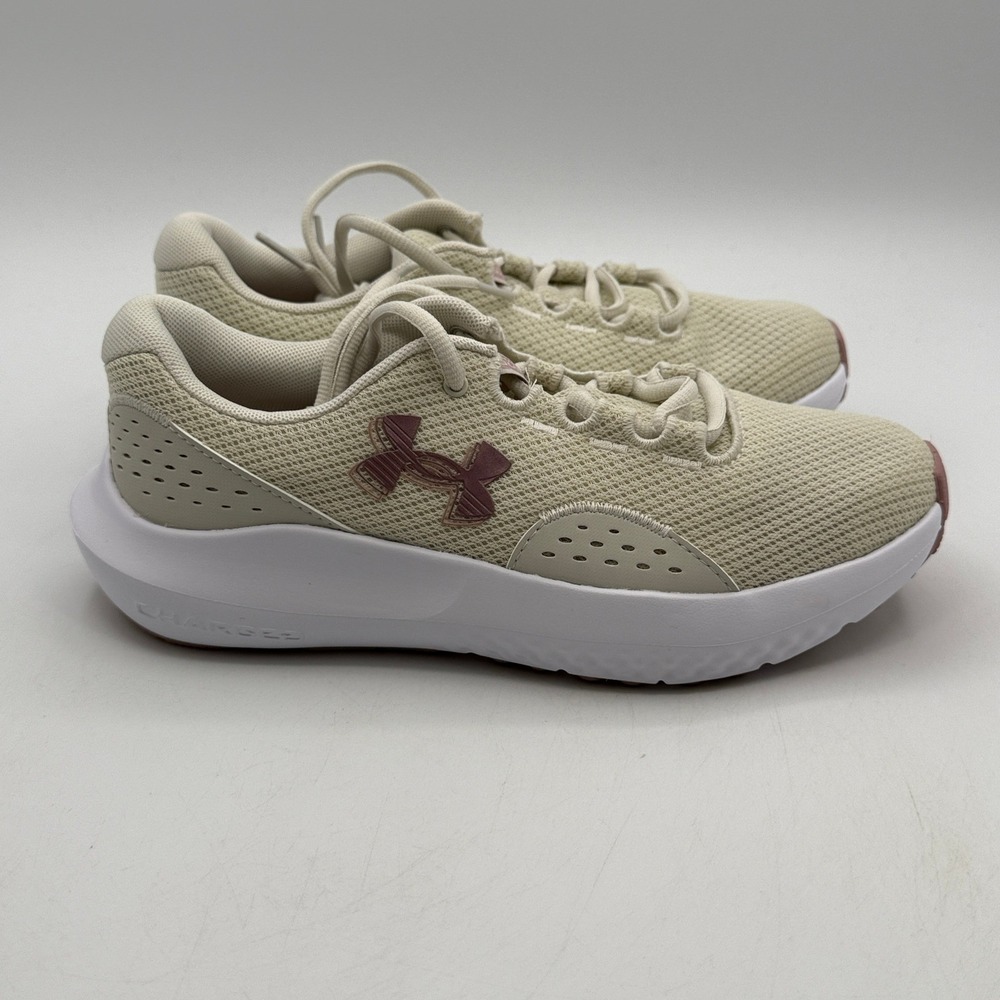 Under Armour Charged Surge 4 Shoes Womens Size 6.5 White Pink 3027007-110